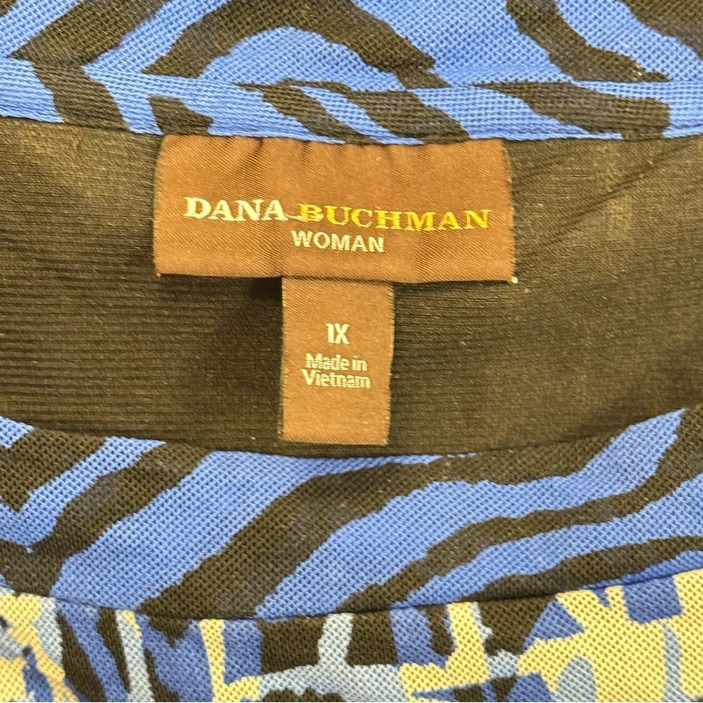 Dana Buchman Woman 1X 3/4 Sleeve Abstract Print Mesh Top - Picture 3 of 7